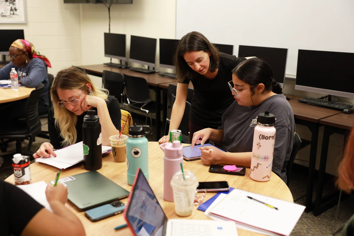 students working together in class