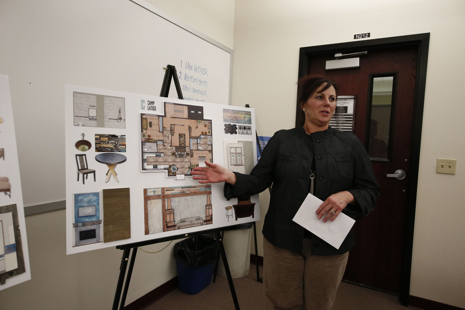 interior design student presenting project