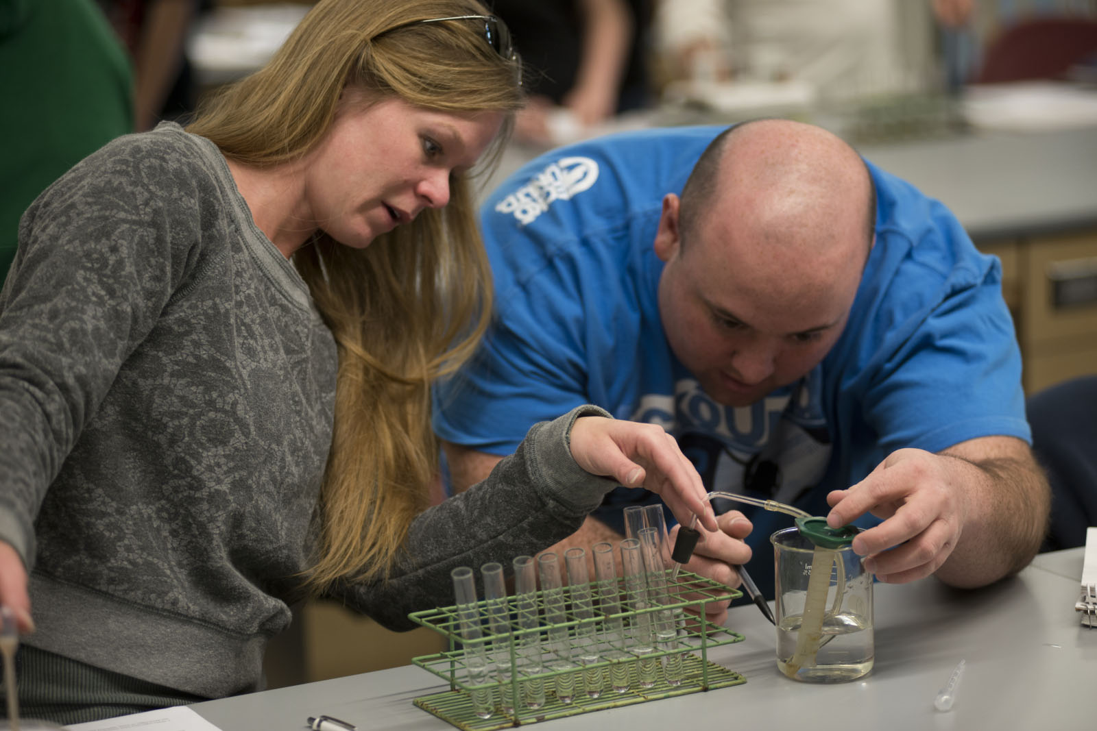 Students working on a lab project