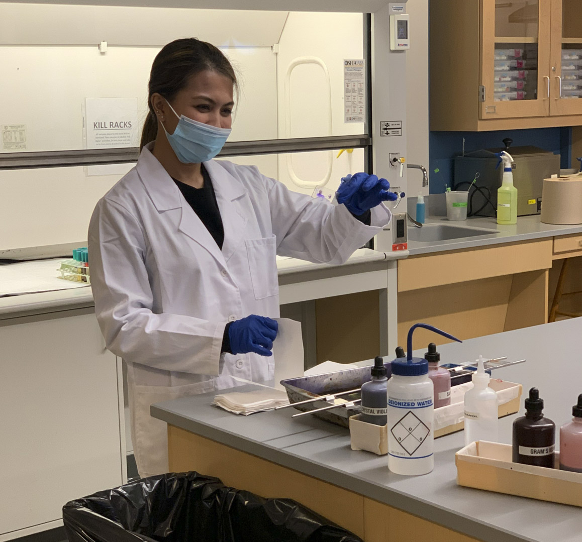 student working in biology lab