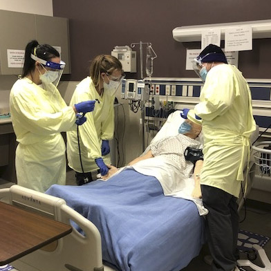 students practicing clinicals 