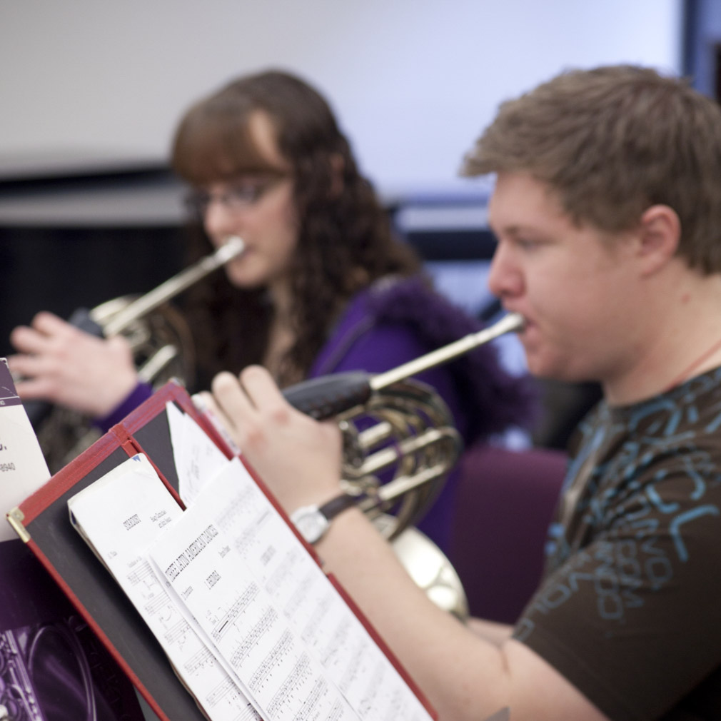 students practicing with their instruments