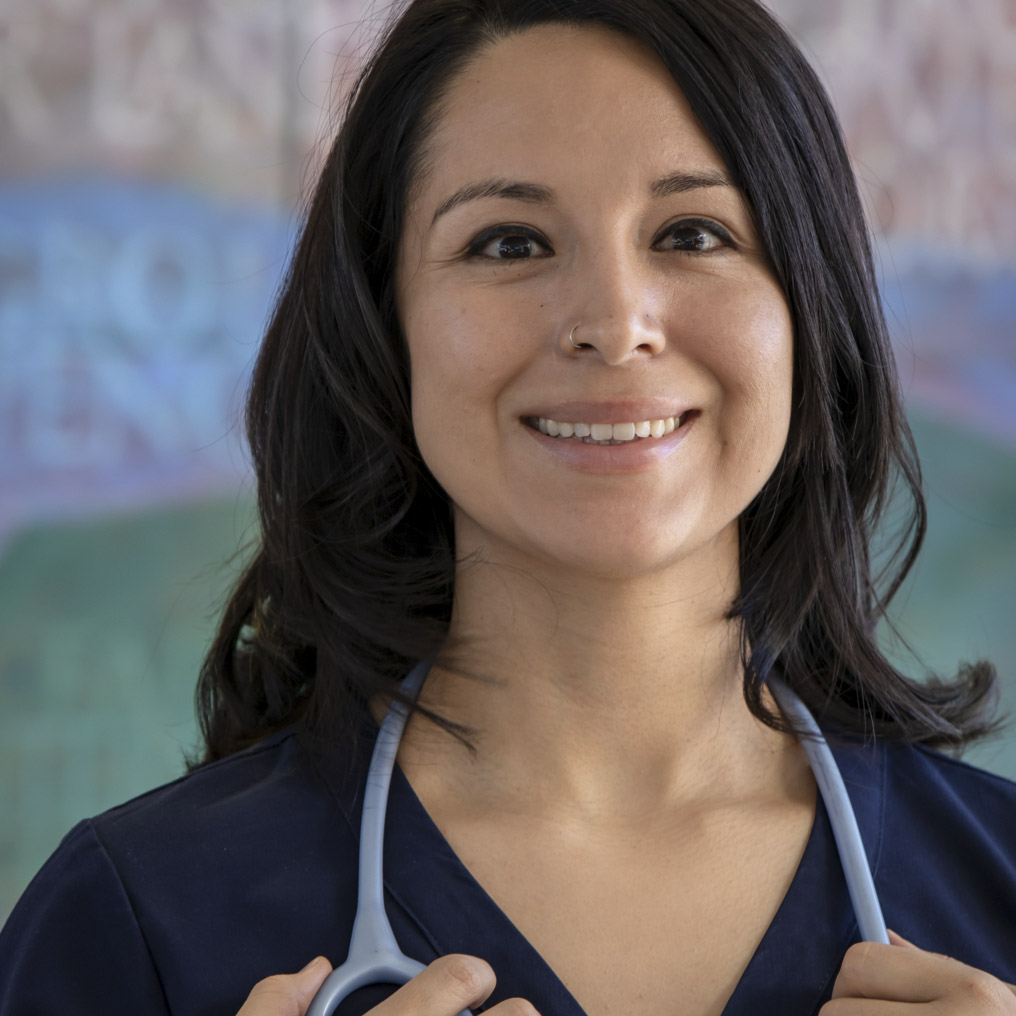 nursing student holding stethoscope