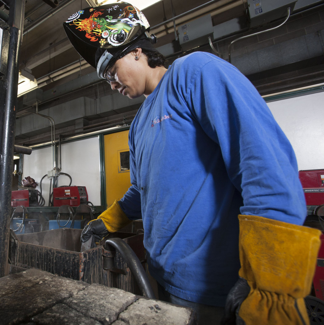 Welding student in the classroom