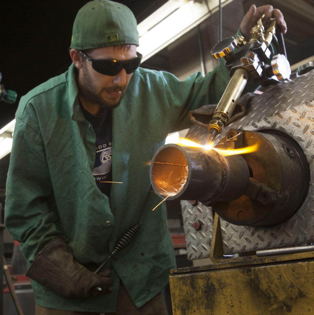 Welding students in the classroom