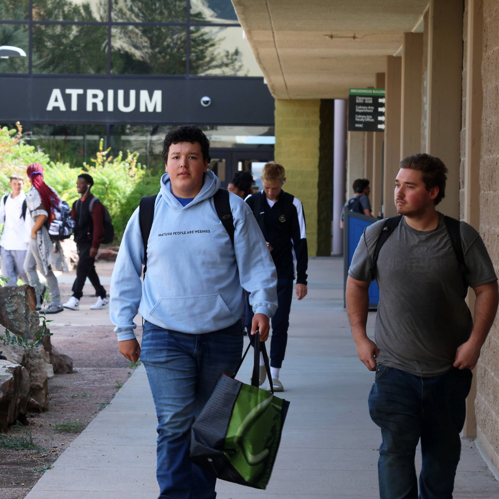 students walking outside Centennial Campus