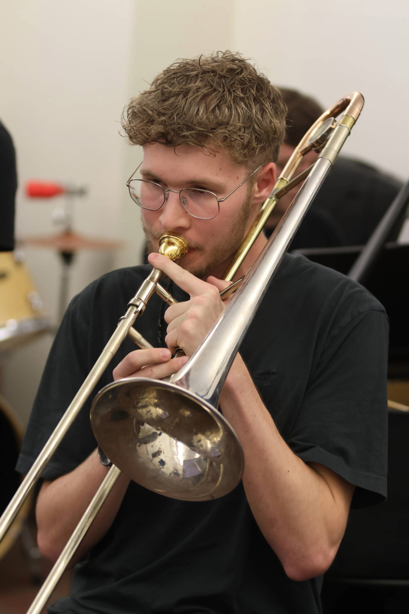 Student Tooting His Trombone