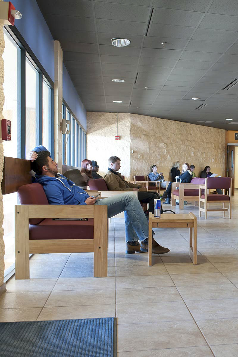 students hanging out between classes