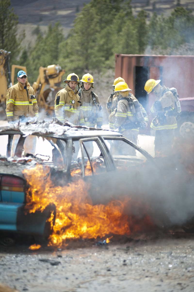 Pikes Peak State College Fire Science Students practice putting out a fire during a training exercise.