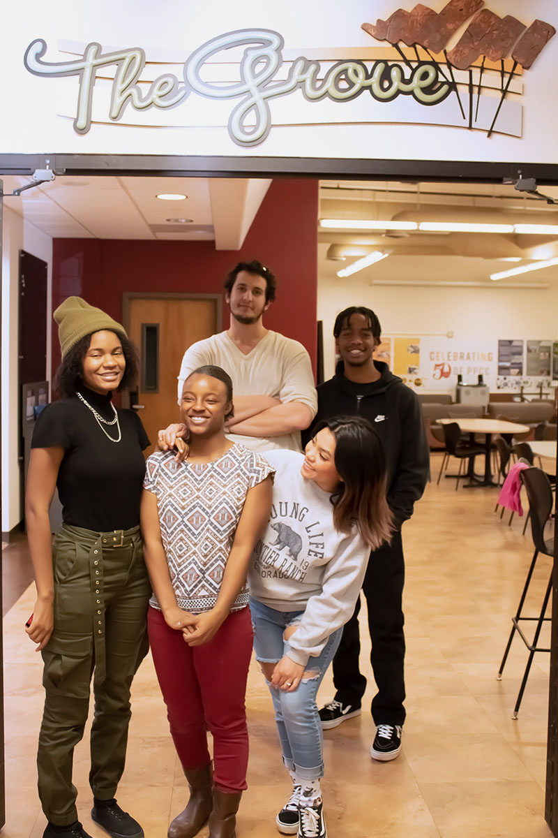 Students standing together.