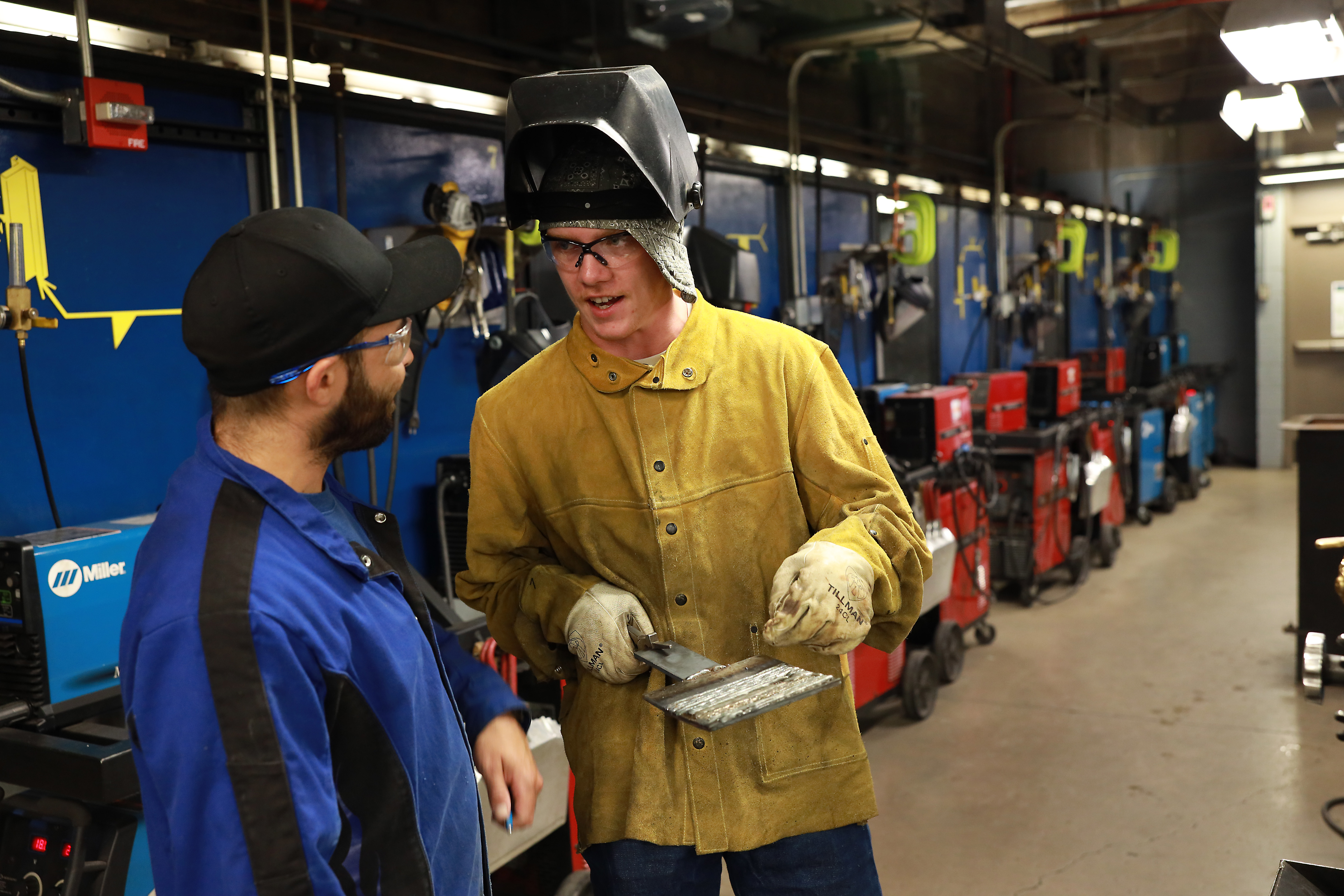 welding student in class