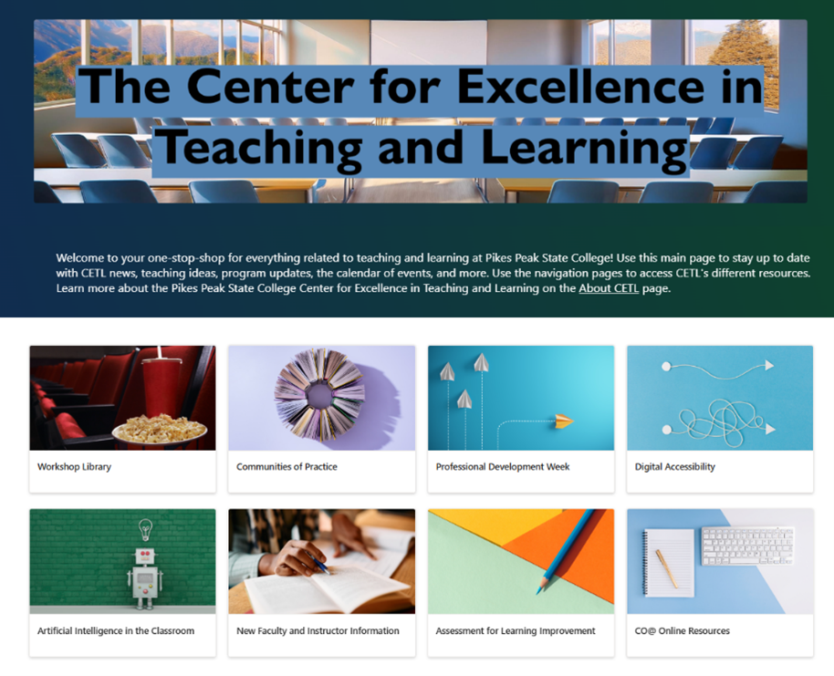 Screenshot of homepage of CETL Sharepoint site