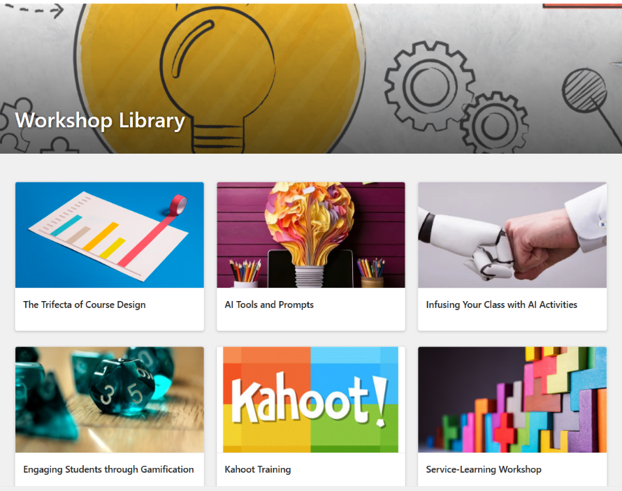 Screenshot of CETL Sharepoint site shwoing workshop recording library